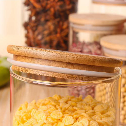 Wholesale kitchen storage bottles grain cans glass storage jar