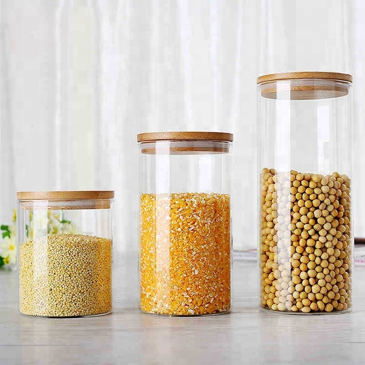 Wholesale kitchen storage jar borosilicate glass storage jar