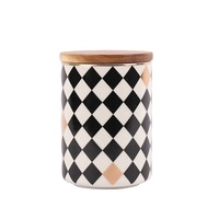 Wholesale kitchen ware airtight porcelain jars biscuit coffee bean tea canister with bamboo lid