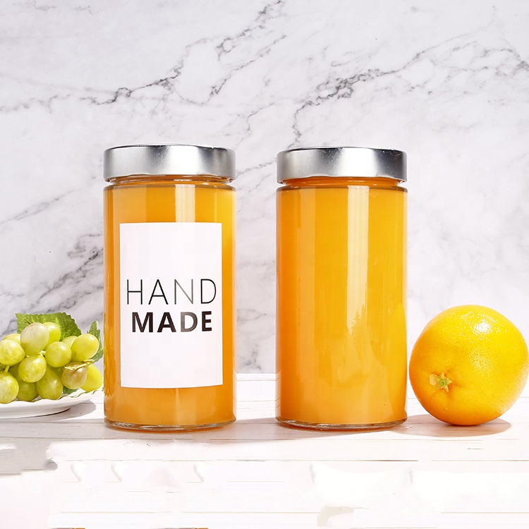 Wholesale large 580ml empty straight food canning storage jar with metal lid