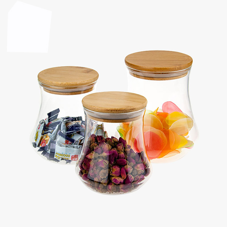 Wholesale large-capacity food storage glass jars with bamboo lid in All Kinds Of Size