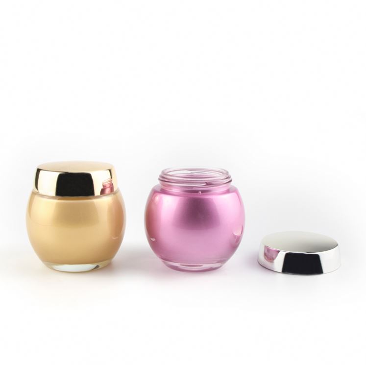 Wholesale large lotion container ball shape uv purple 1.7 oz 4oz 8oz 11oz cosmetic face cream glass jars with silver lids