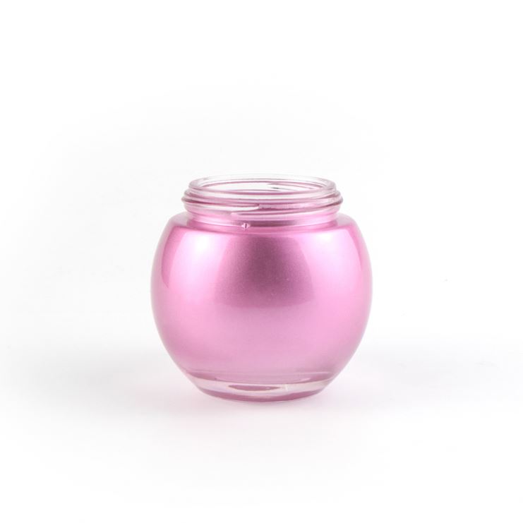 Wholesale large lotion container ball shape uv purple 1.7 oz 4oz 8oz 11oz cosmetic face cream glass jars with silver lids