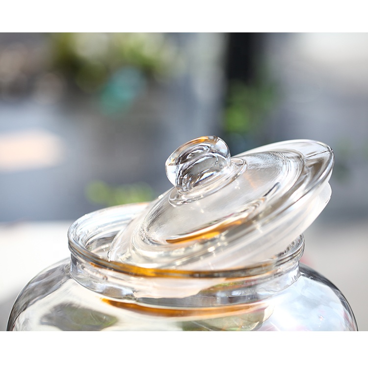 Wholesale large lotus pattern shaped wine glass jar drink juice bottles glass jars with tap