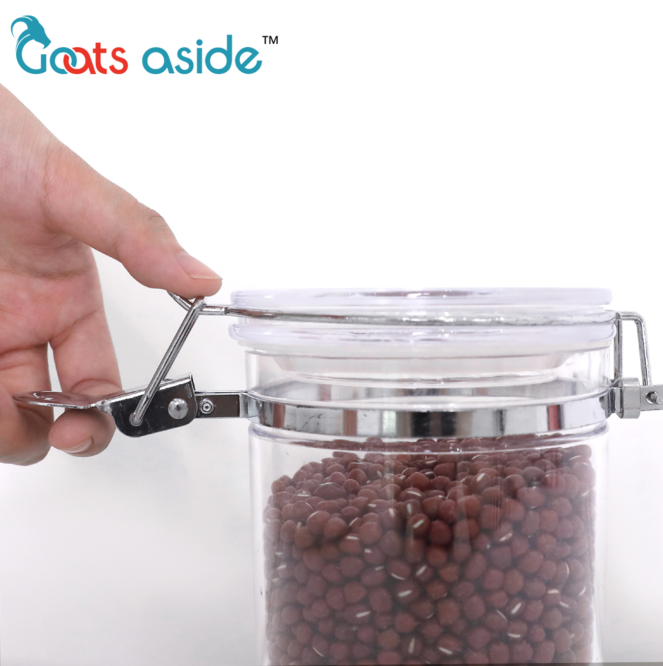 Wholesale leakproof plastic round airtight food sealed jar with metal lock PS material storage container kitchen storage box set