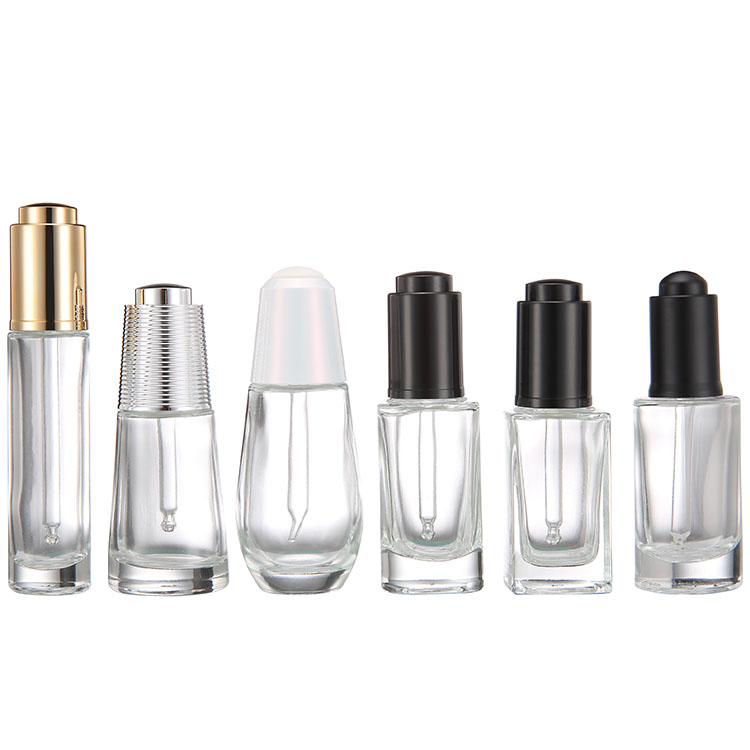 Wholesale lotion/essential oil/serum/foundation packaging square rectangle cosmetic glass bottles with dropper