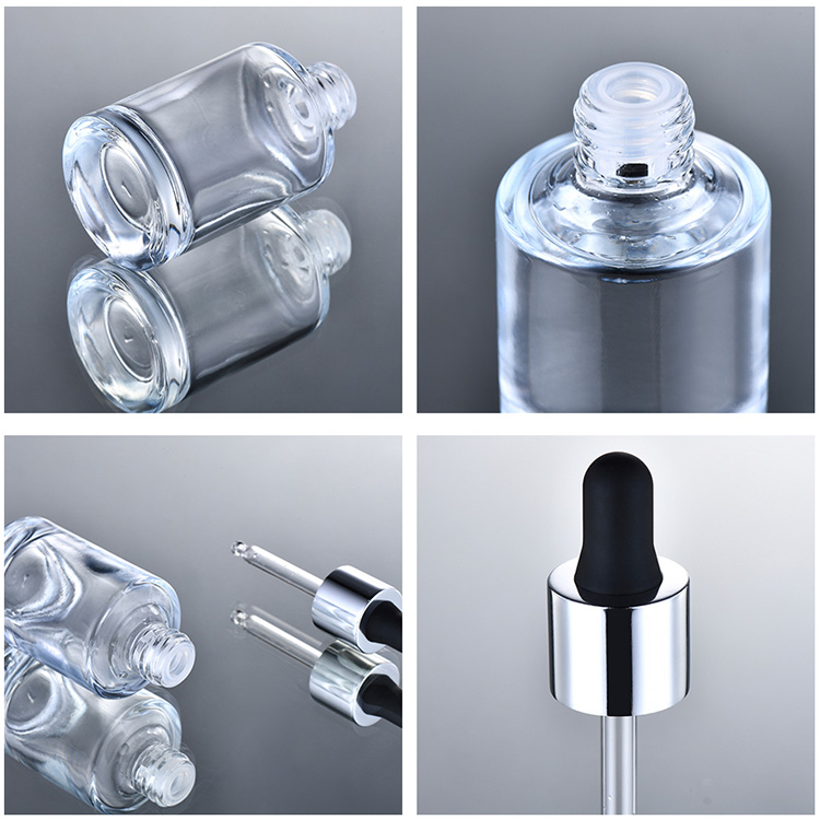 Wholesale lotion/essential oil/serum/foundation packaging square rectangle cosmetic glass bottles with dropper