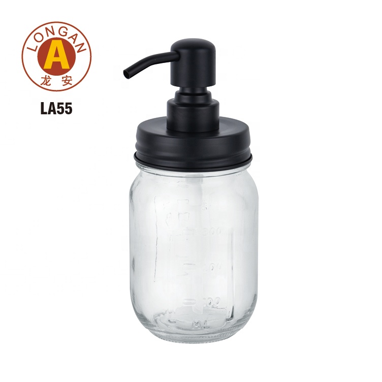 Wholesale lotion hand wash bottle mason glass jar foaming soap dispenser with metal lid