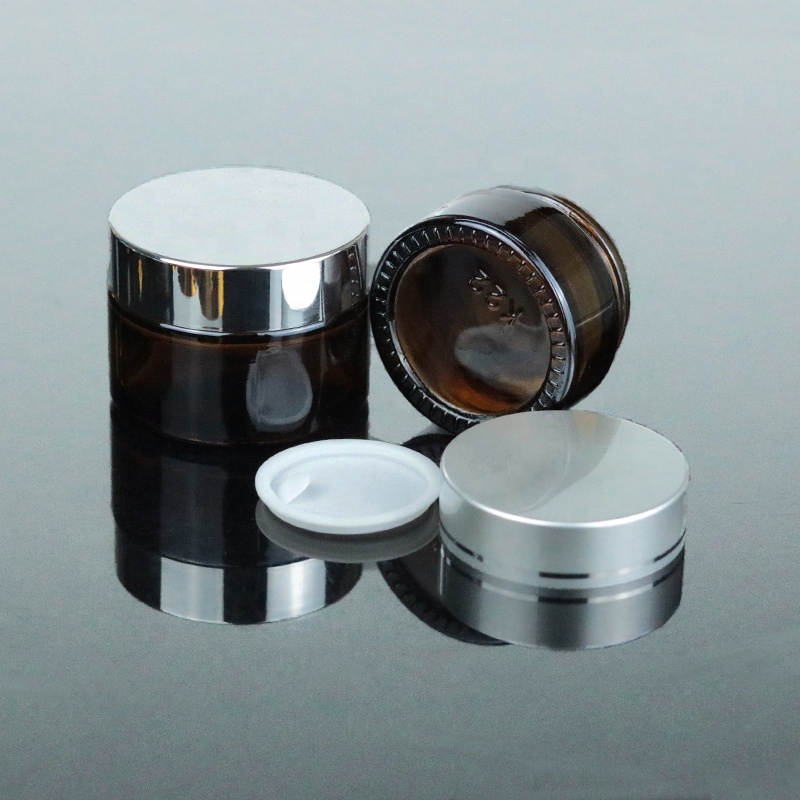 Wholesale low MOQ dark glass jar 50 ml amber cosmetic cream container 50ml (GJM11)