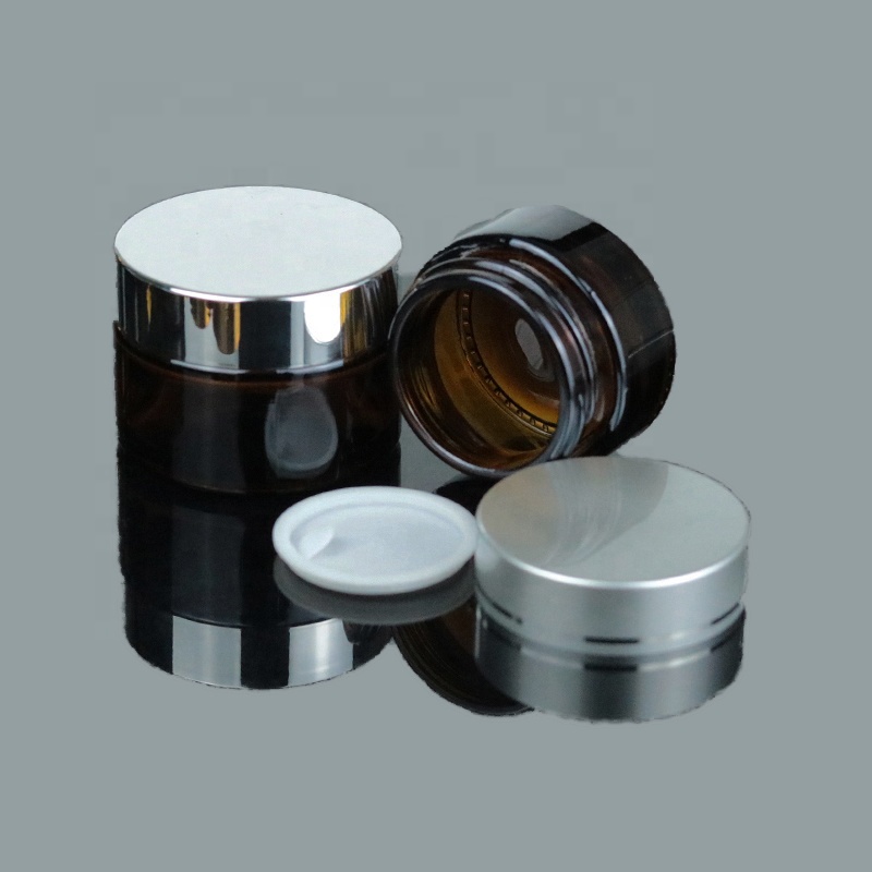 Wholesale low MOQ dark glass jar 50 ml amber cosmetic cream container 50ml (GJM11)
