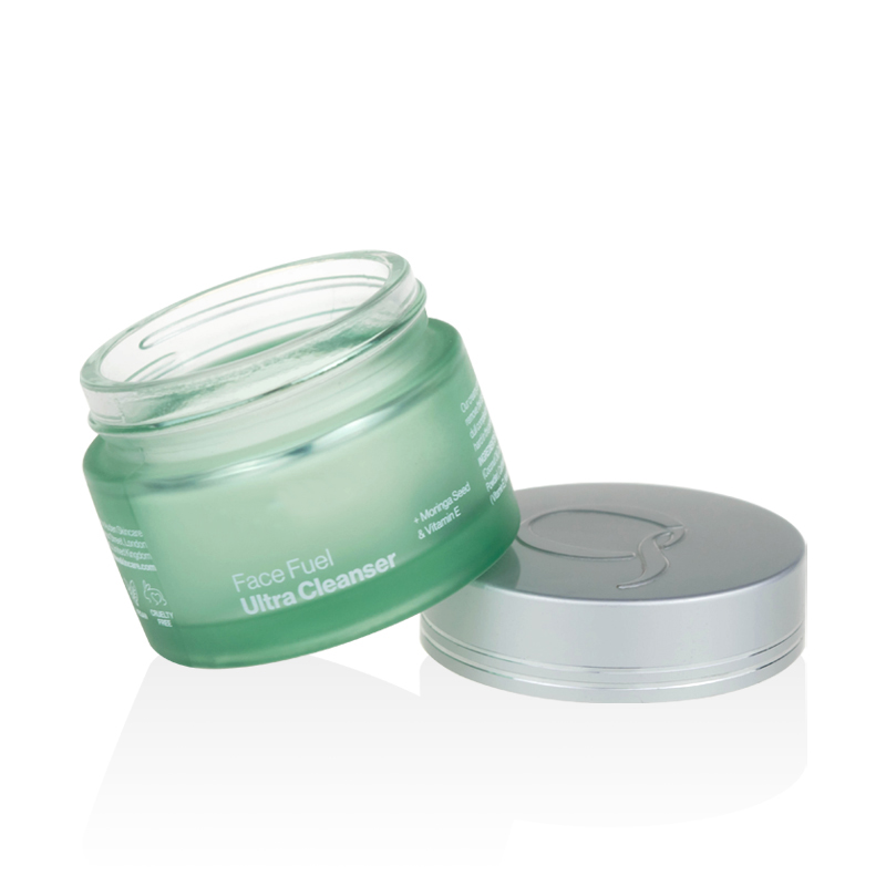 Wholesale low price cosmetic jars 15g 30g 50g 100g matte green glass jars and bottles with silver metal lid