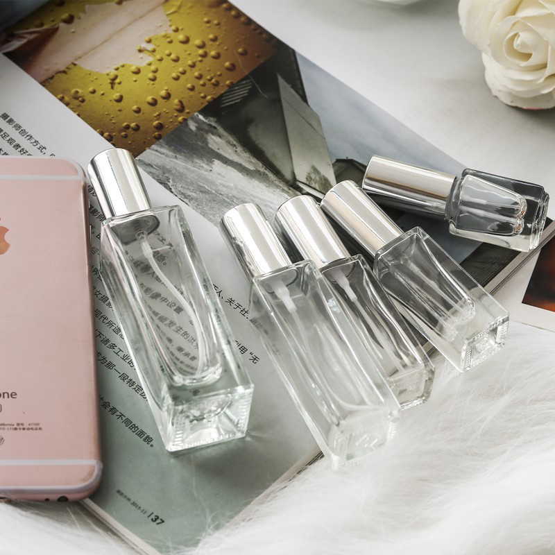 Wholesale luxury 10ml 15ml 20ml 30ml clear empty perfume bottle square shaped glass spray perfume bottle