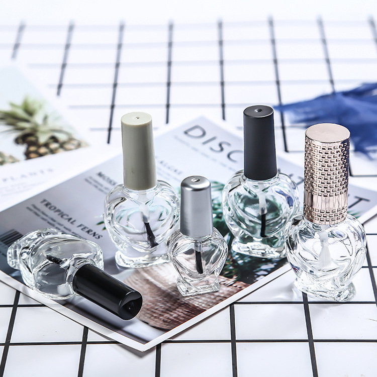 Wholesale luxury 10ml design 15ml empty ncolor coated gel nail polish bottle with brush cap