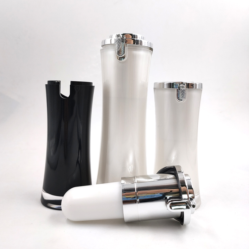 Wholesale luxury 15ML 30ML 50ML empty white gray black plastic Acrylic Lotion pump bottles