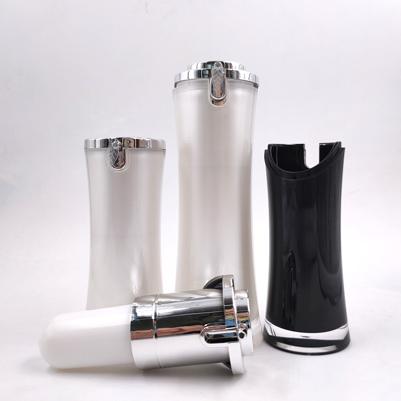 Wholesale luxury 15ML 30ML 50ML empty white gray black plastic Acrylic Lotion pump bottles