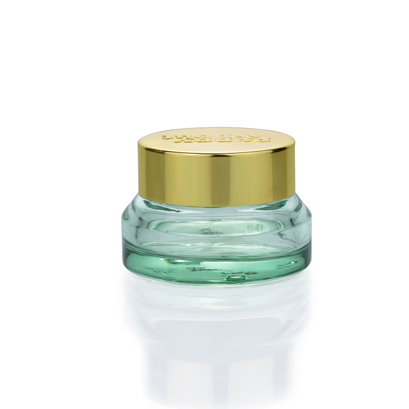 Wholesale luxury 15ml small size clear green color glass skincare cream empty jars