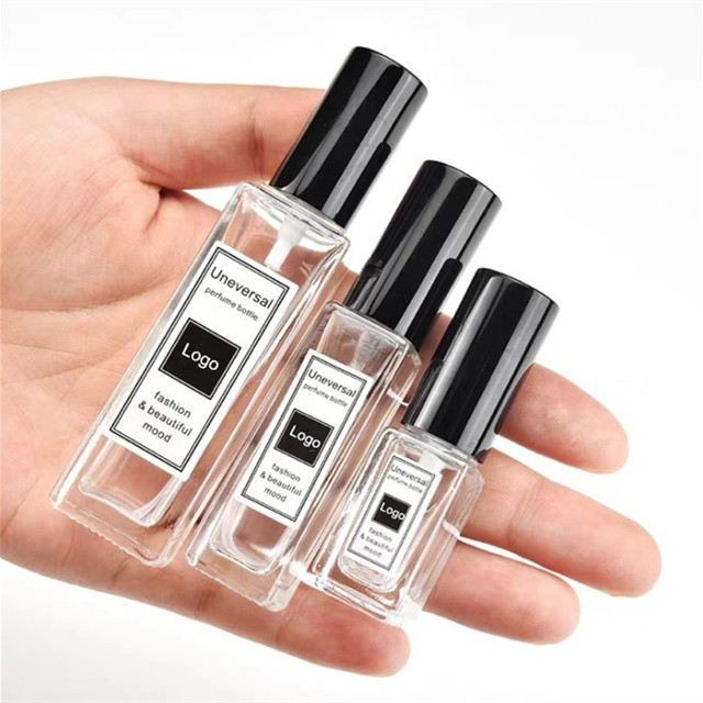 Wholesale luxury 6ml 9ml clear empty square shaped glass spray perfume bottle