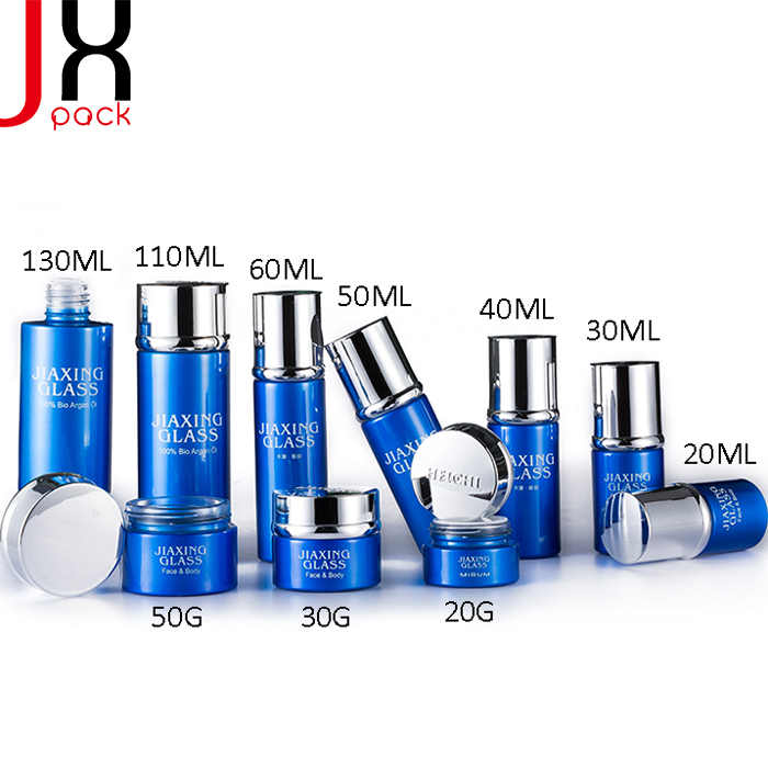 Wholesale luxury Square Shape Glass Cosmetic Packaging, Face Cream Container And Cosmetic Lotion Pump Bottle