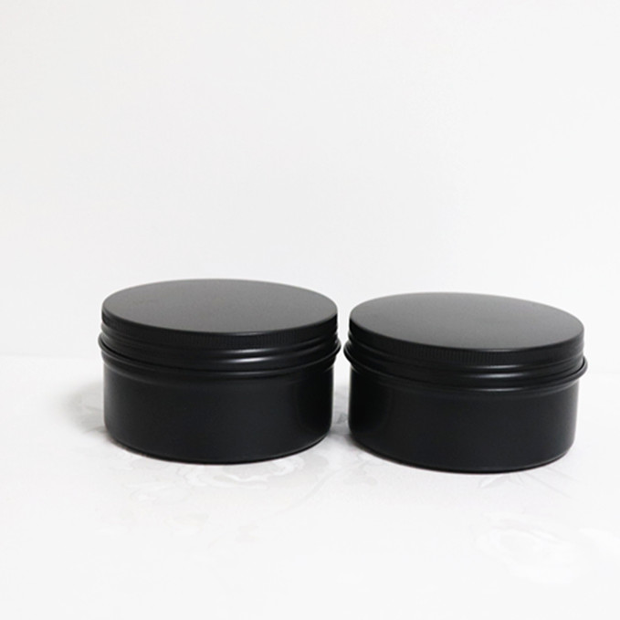 Wholesale  luxury black round aluminum cosmetics jar with screw lid aluminum jar candle 10ml
