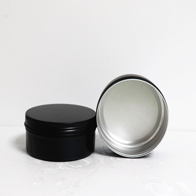 Wholesale luxury black round aluminum cosmetics jar with screw lid aluminum jar candle 10ml