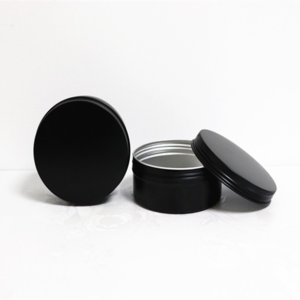 Wholesale luxury black round aluminum cosmetics jar with screw lid aluminum jar candle 10ml