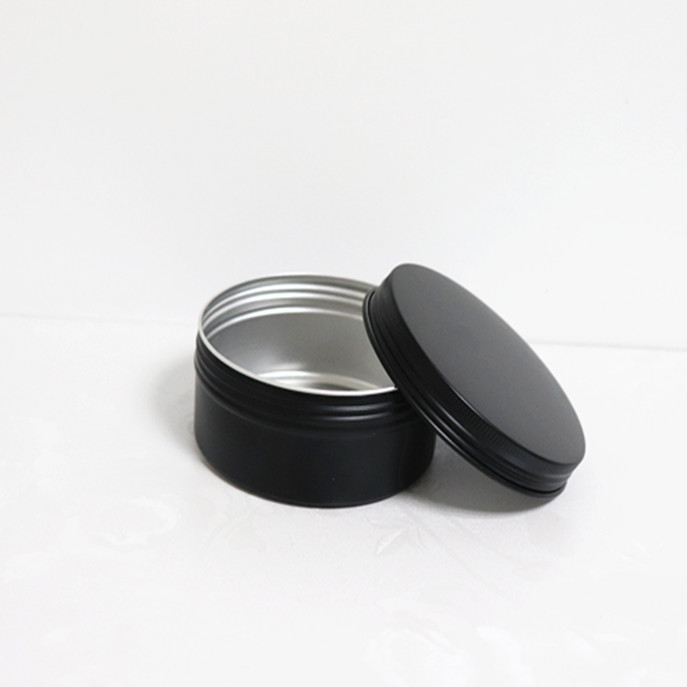 Wholesale luxury black round aluminum cosmetics jar with screw lid aluminum jar candle 10ml