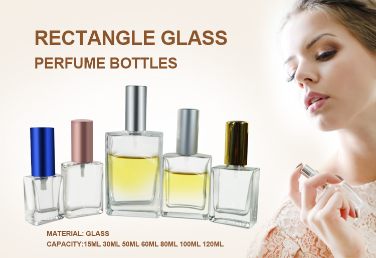 Wholesale luxury perfume 15ml 30ml 50ml 100ml square refillable glass perfume spray bottle with atomizer