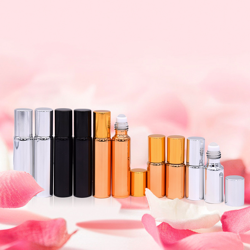 Wholesale luxury roller ball bottle empty essential oil perfume glass roll on bottle 10ml with cap