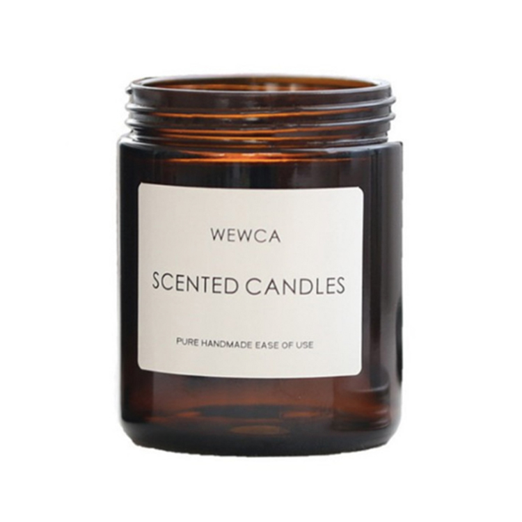 Wholesale luxury round vintage container brown amber glass empty candle jars with metal lid