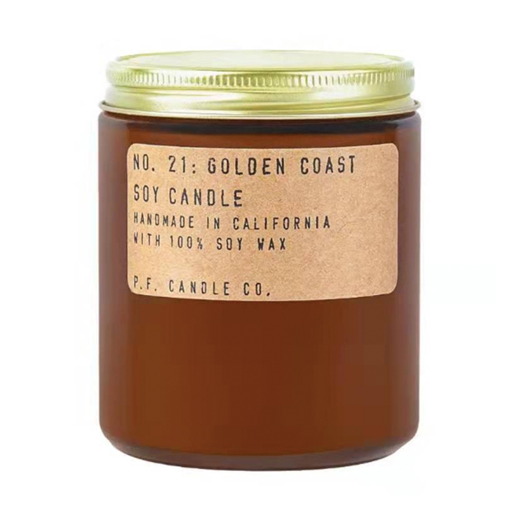 Wholesale luxury round vintage container brown amber glass empty candle jars with metal lid