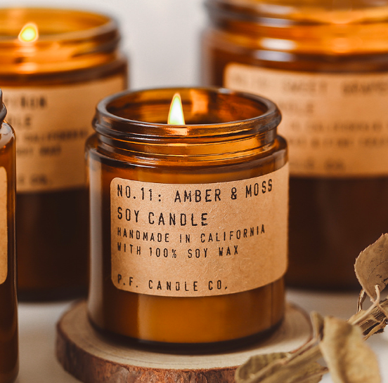 Wholesale luxury round vintage container brown amber glass empty candle jars with metal lid