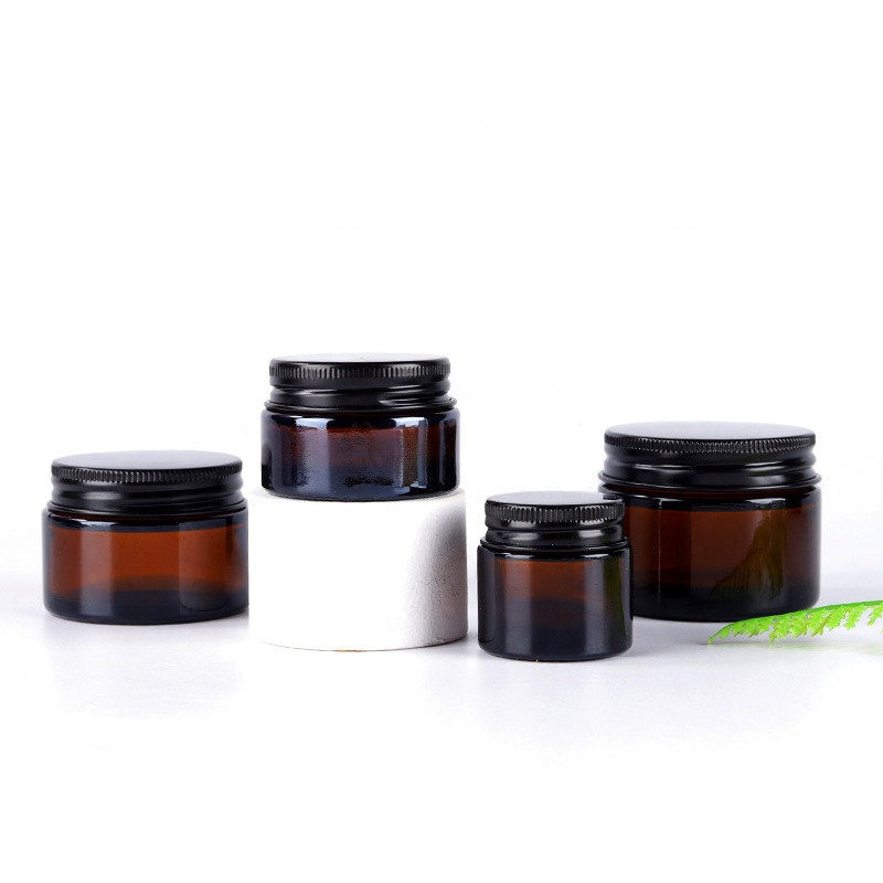 Wholesale luxury screw lid jars amber glass jar cosmetic 500ml 15oz