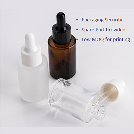 Wholesale manufacturer 30ml empty frosted dropper serum glass bottle