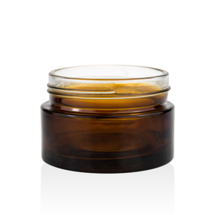 Wholesale manufacturer 8oz 240g large amber glass jar with plastic lid for cosmetic skincare use empty glass jars 50ml 100ml