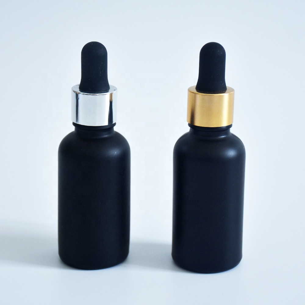 Wholesale matte amber black 30ml Glass Dropper Bottle 100ml 60ml 15ml 10ml Essential Oil Bottle with hot stamping