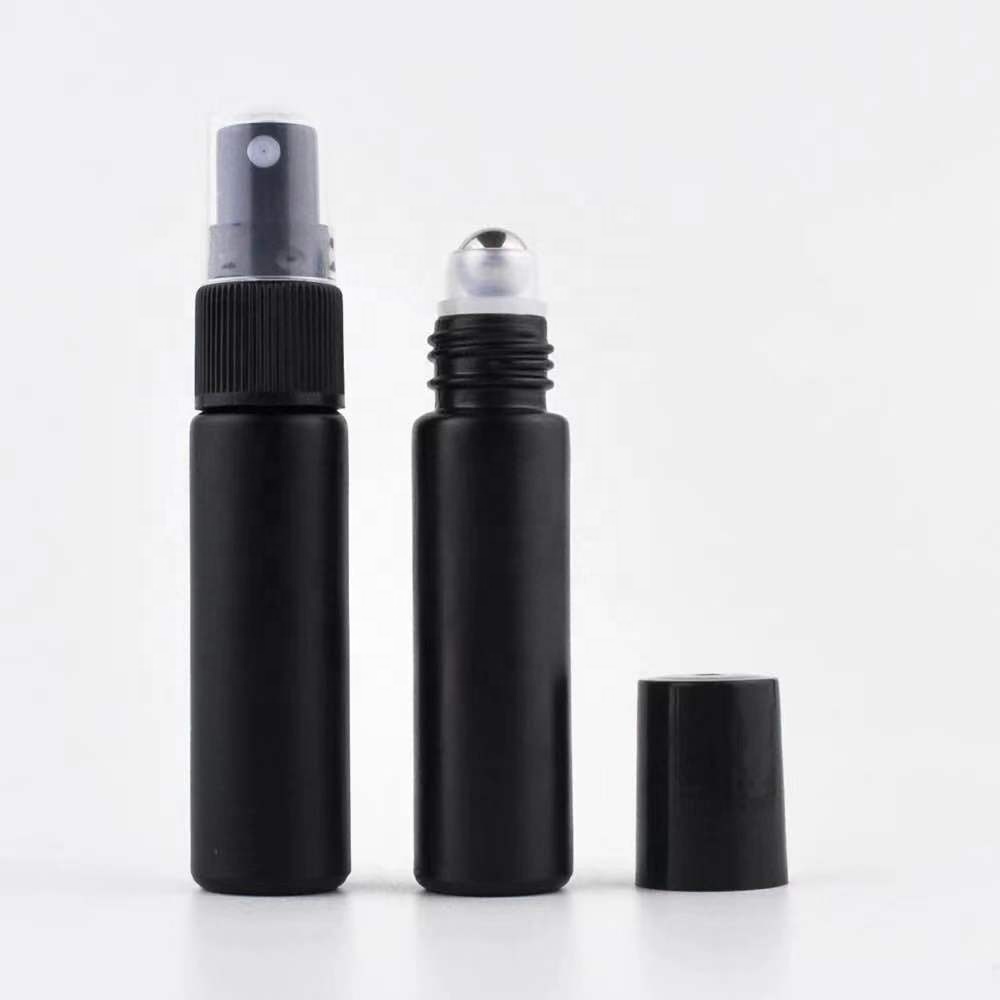 Wholesale matte black refillable travel face mist perfume atomizer spray bottle 7ml 8ml 10ml 15ml
