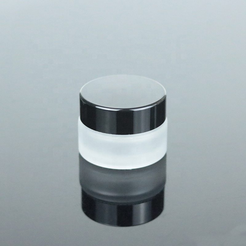 Wholesale matte frosted glass cream jar 5ml 5g lip balm jar with black lid (GJM18)