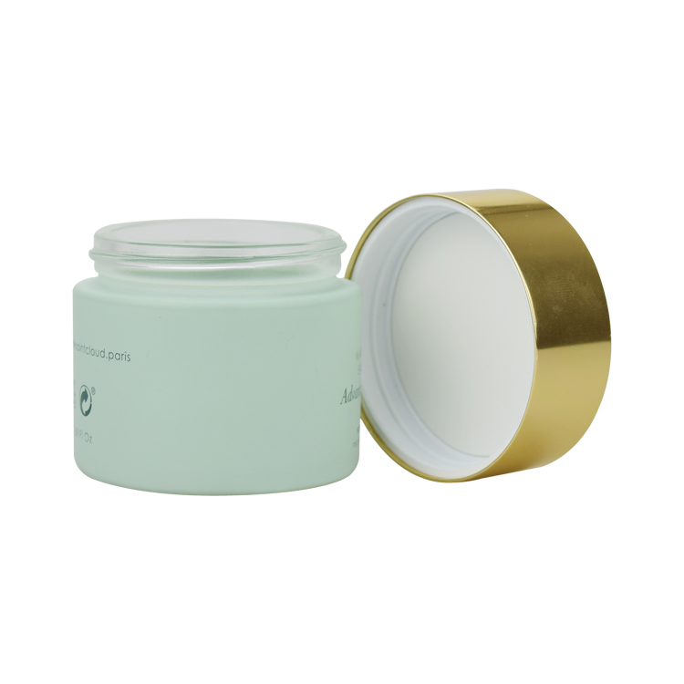 Wholesale matte green thick bottom cosmetic glass jar face masks usage 50ml 50g empty glass jars