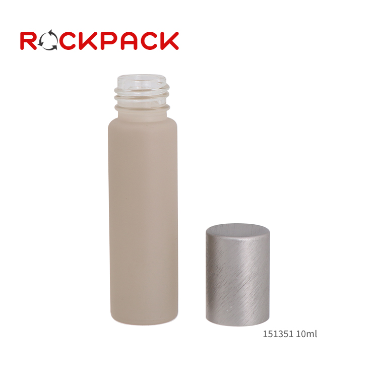 Wholesale matte rose grey green roll on bottle 10ml with gemstone roller ball with aluminium cap
