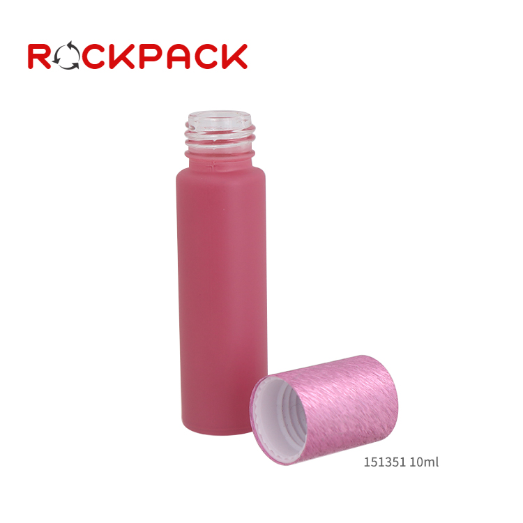 Wholesale matte rose grey green roll on bottle 10ml with gemstone roller ball with aluminium cap