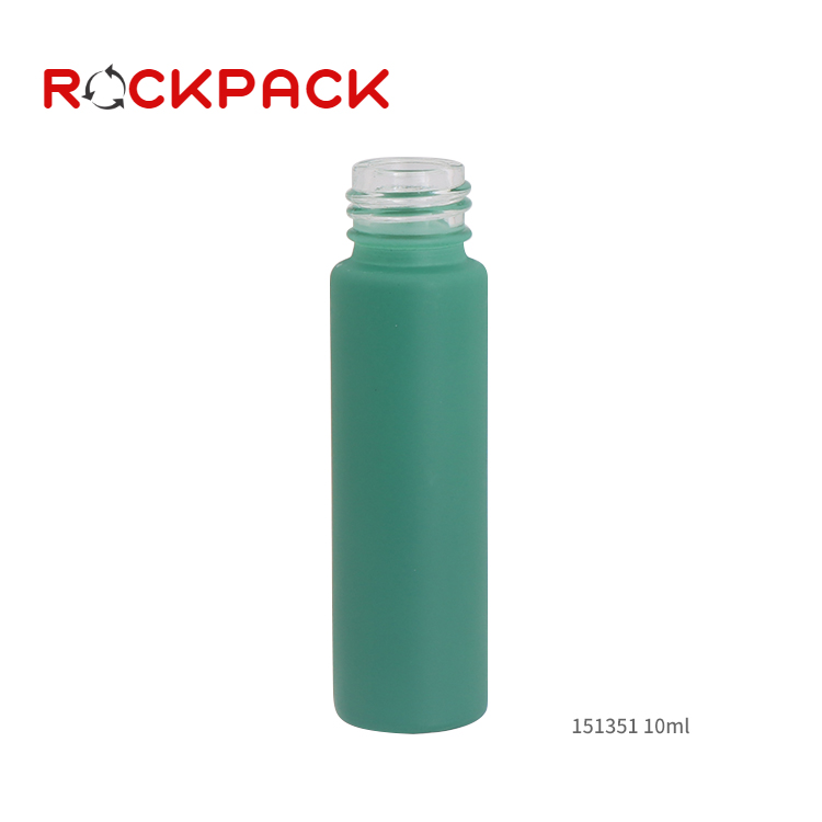 Wholesale matte rose grey green roll on bottle 10ml with gemstone roller ball with aluminium cap
