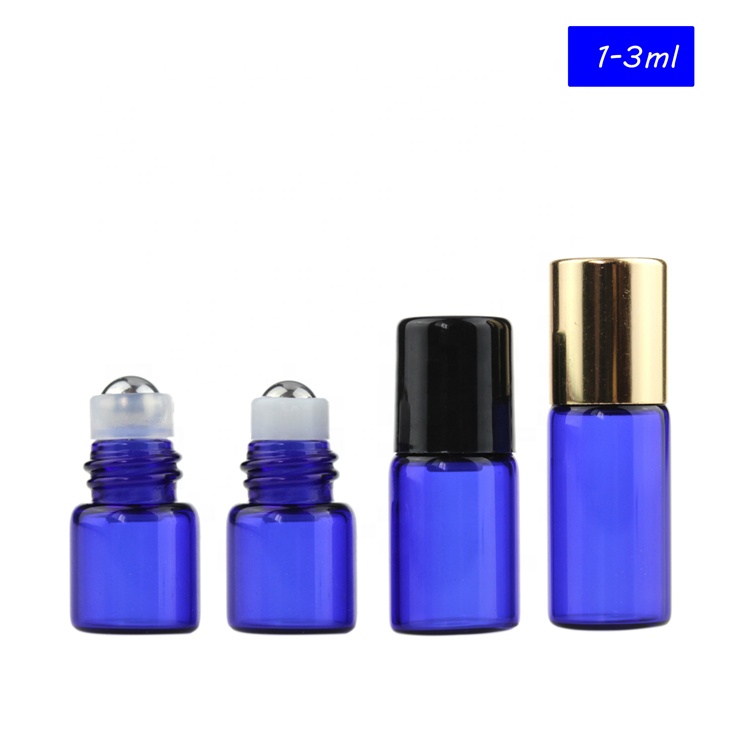 Wholesale mini 1ml 2ml 3ml 5ml glass roll on bottle with metal roller