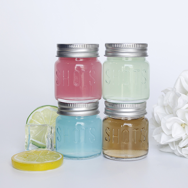 Wholesale mini 2oz moonshine container jam honey glass jars with airtight screw lid