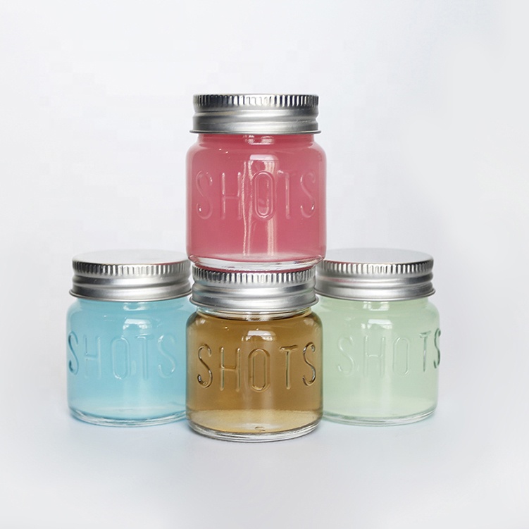 Wholesale mini 2oz moonshine container jam honey glass jars with airtight screw lid