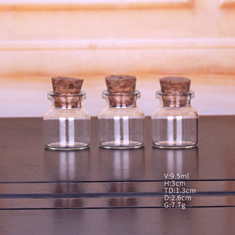 Wholesale mini 8ml 10ml round clear glass wishing vials bottle with cork