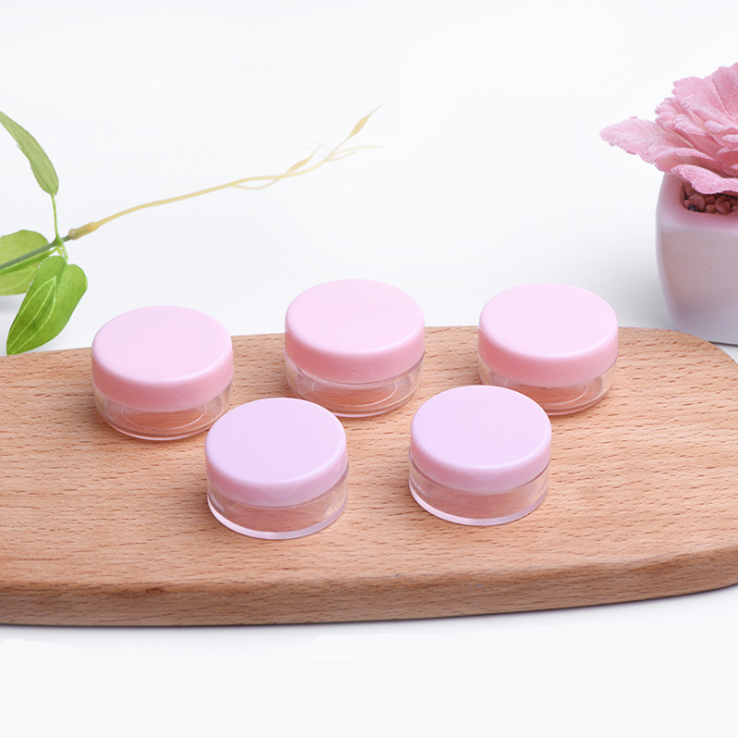 Wholesale mini empty plastic pots 10g PP cosmetic jar face eye skin care cream pink plastic bottle jars