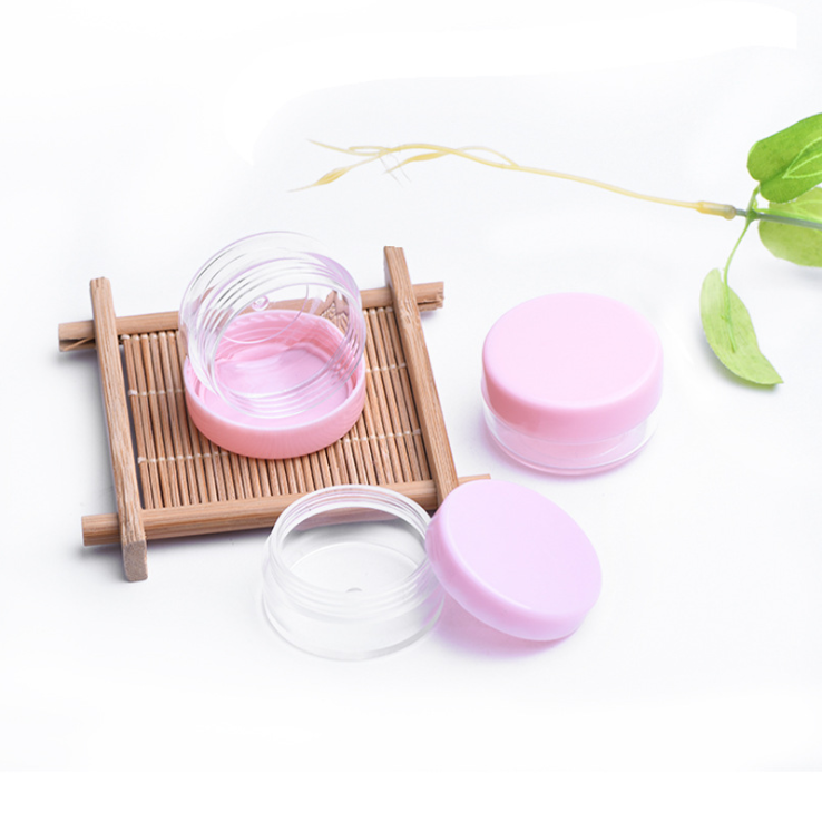 Wholesale mini empty plastic pots 10g PP cosmetic jar face eye skin care cream pink plastic bottle jars