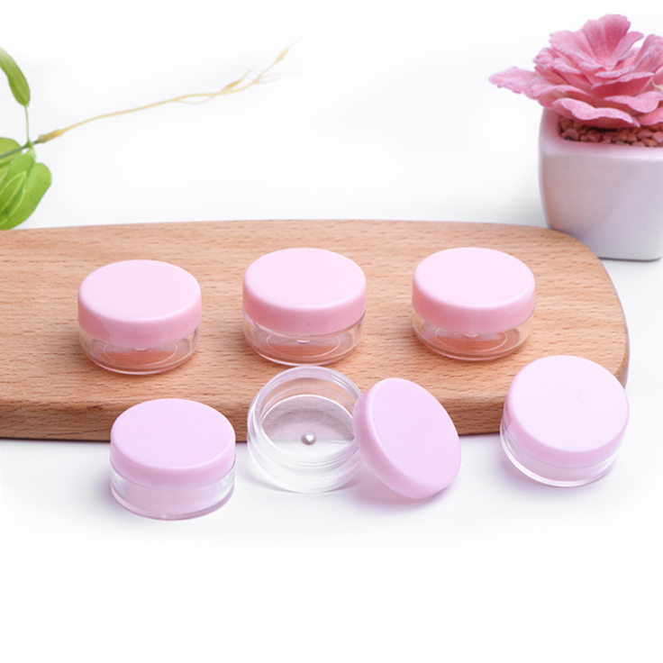 Wholesale mini empty plastic pots 10g PP cosmetic jar face eye skin care cream pink plastic bottle jars