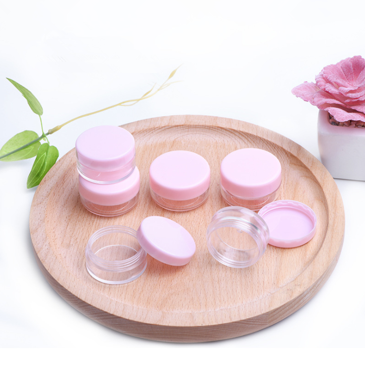 Wholesale mini empty plastic pots 10g PP cosmetic jar face eye skin care cream pink plastic bottle jars