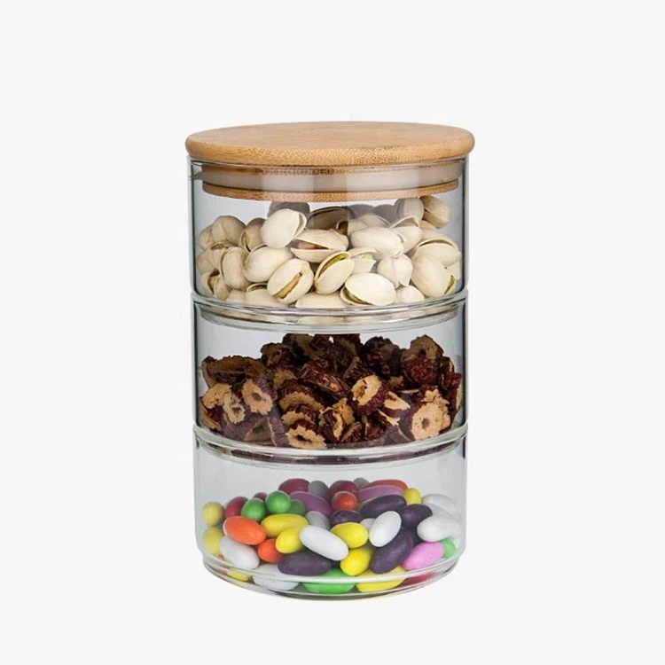 Wholesale multifunction storage glass jar with wooden lid